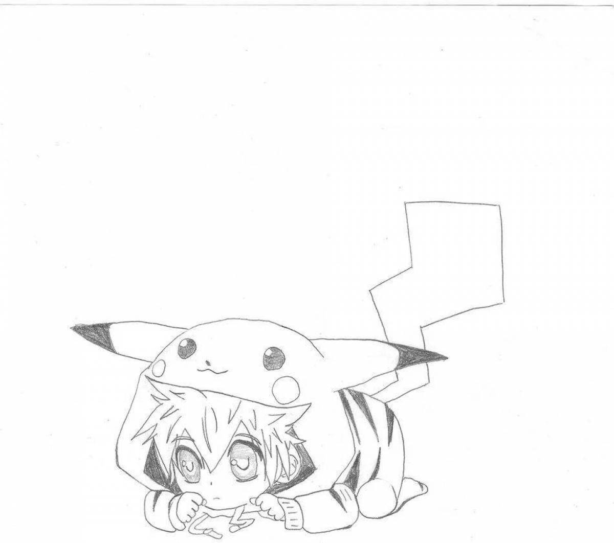 Sparkle pikachu anime coloring book
