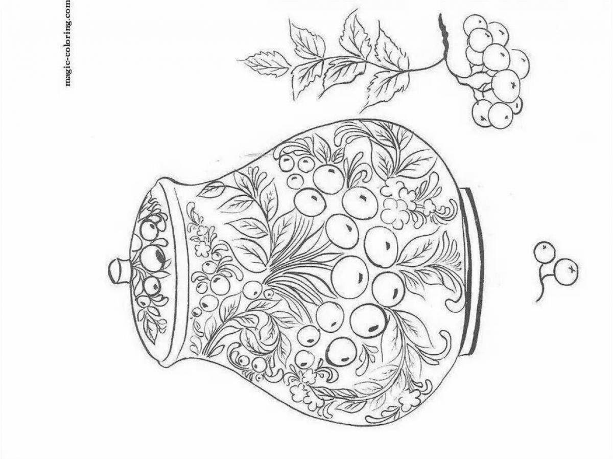 Exquisite Khokhloma spoon coloring book