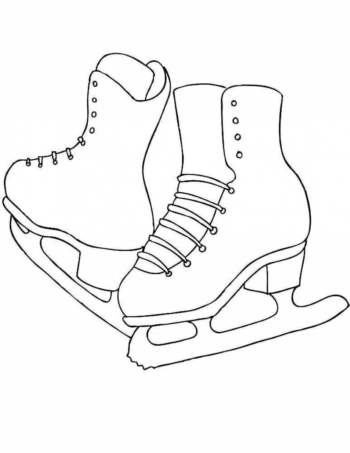 Coloring figure skates with colorful splashes