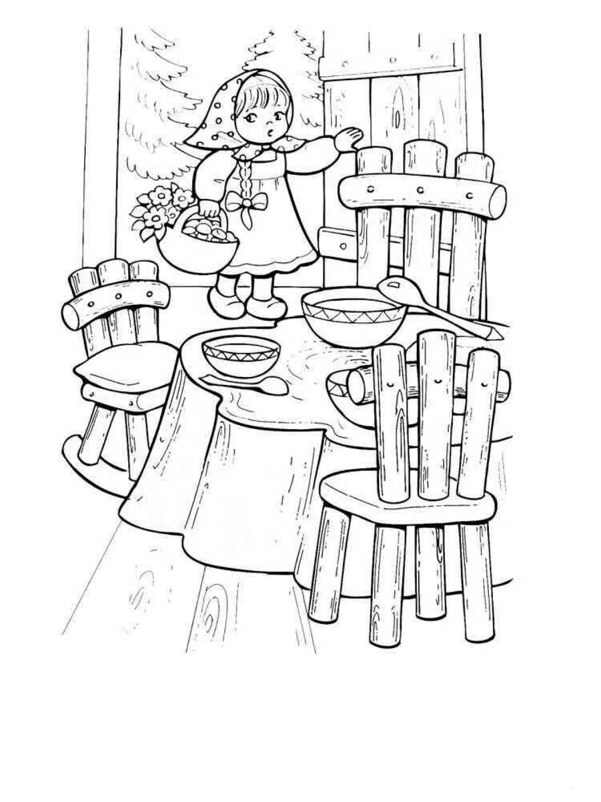 Three bears fun coloring book