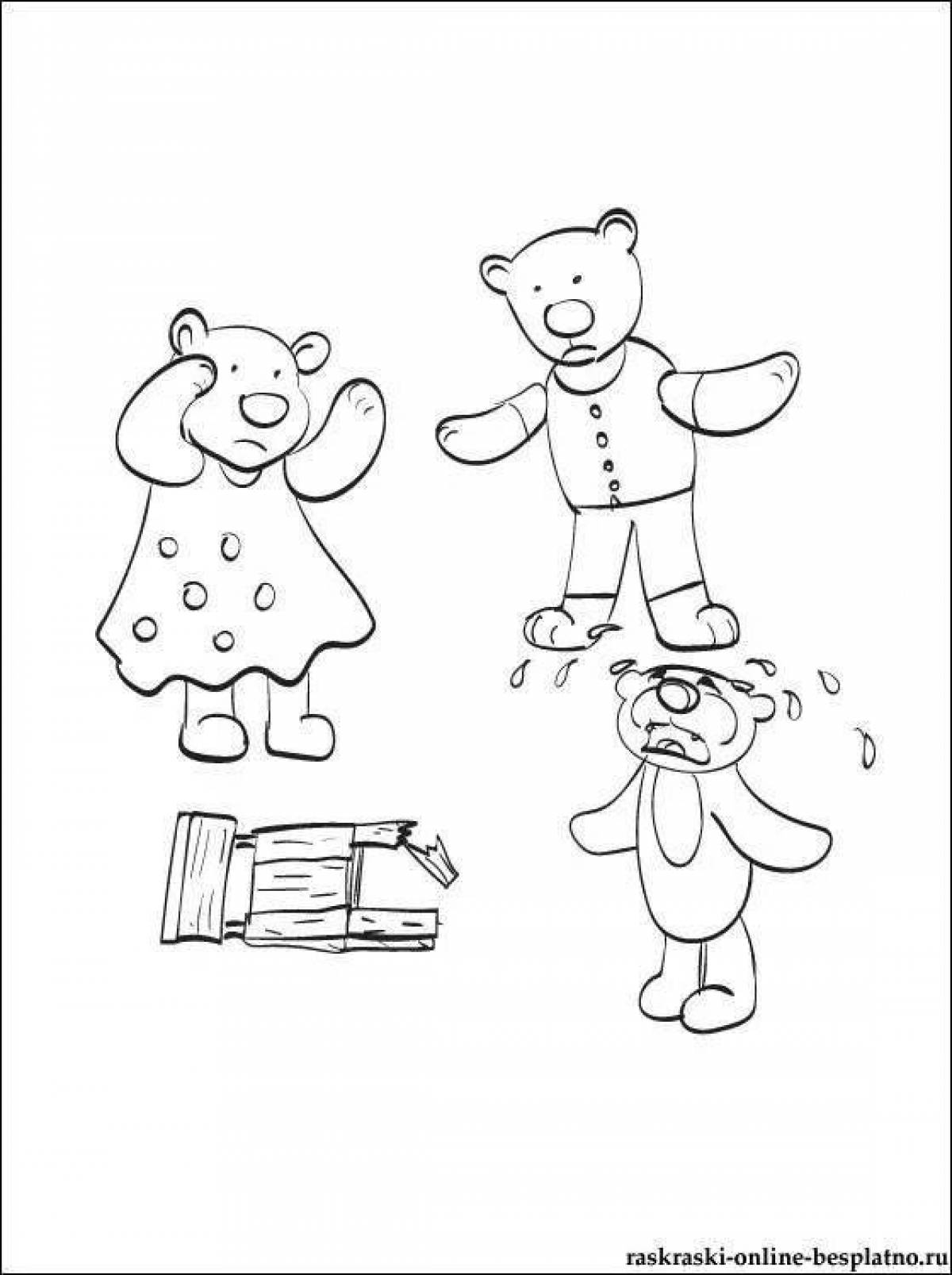 Three bears funny coloring book