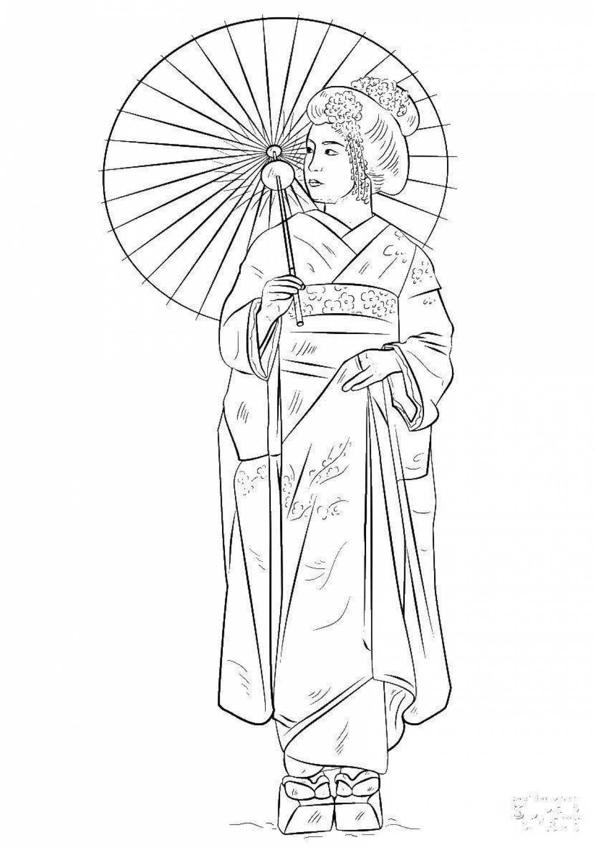 Ослепительная японка в кимоно