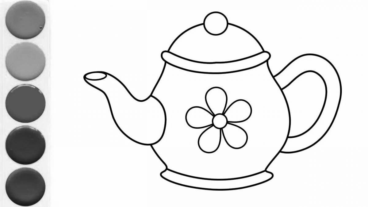 Раскраска гармоничный чайник и чашка