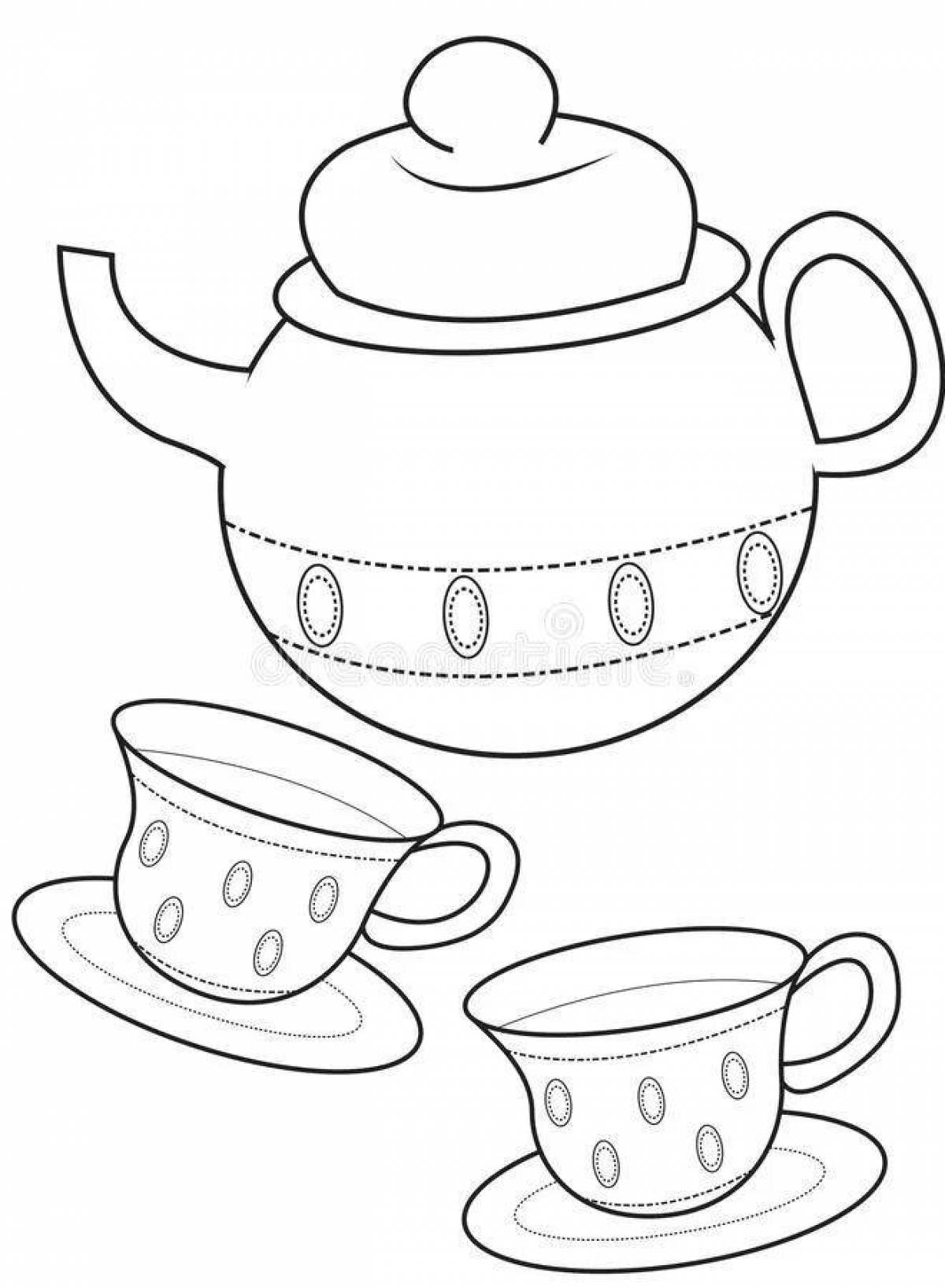 Creative coloring teapot and cup