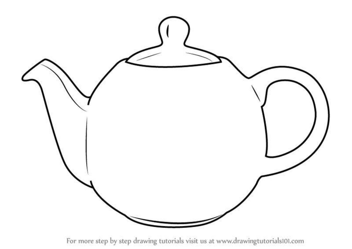 Fancy teapot and cup coloring book