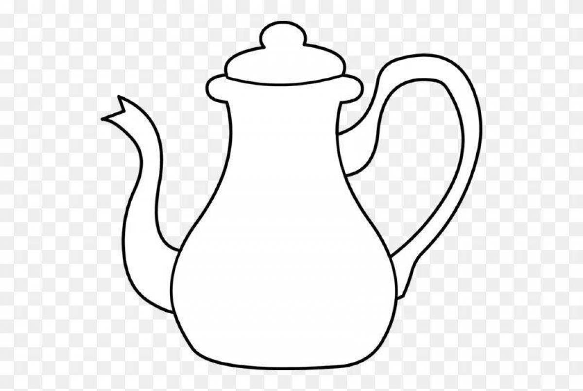 Fancy teapot and cup coloring page