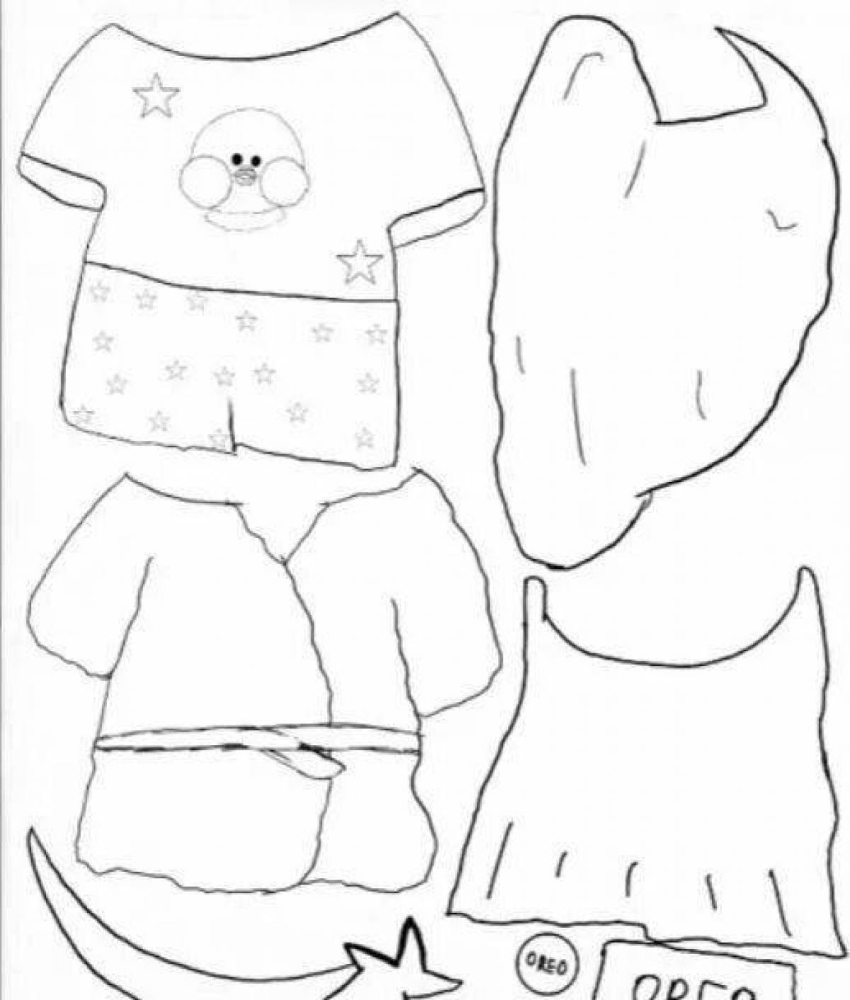 Color-lush coloring page lalaphan duck with clothes
