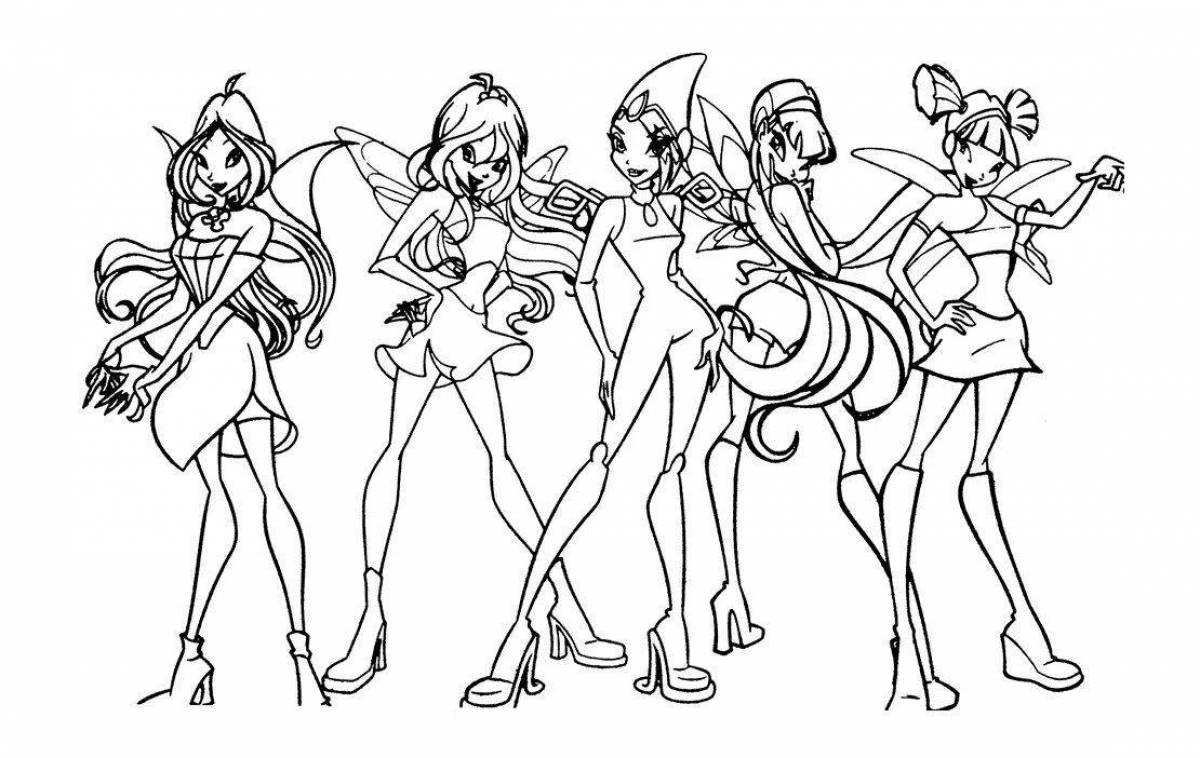 Playful winx coloring page for kids