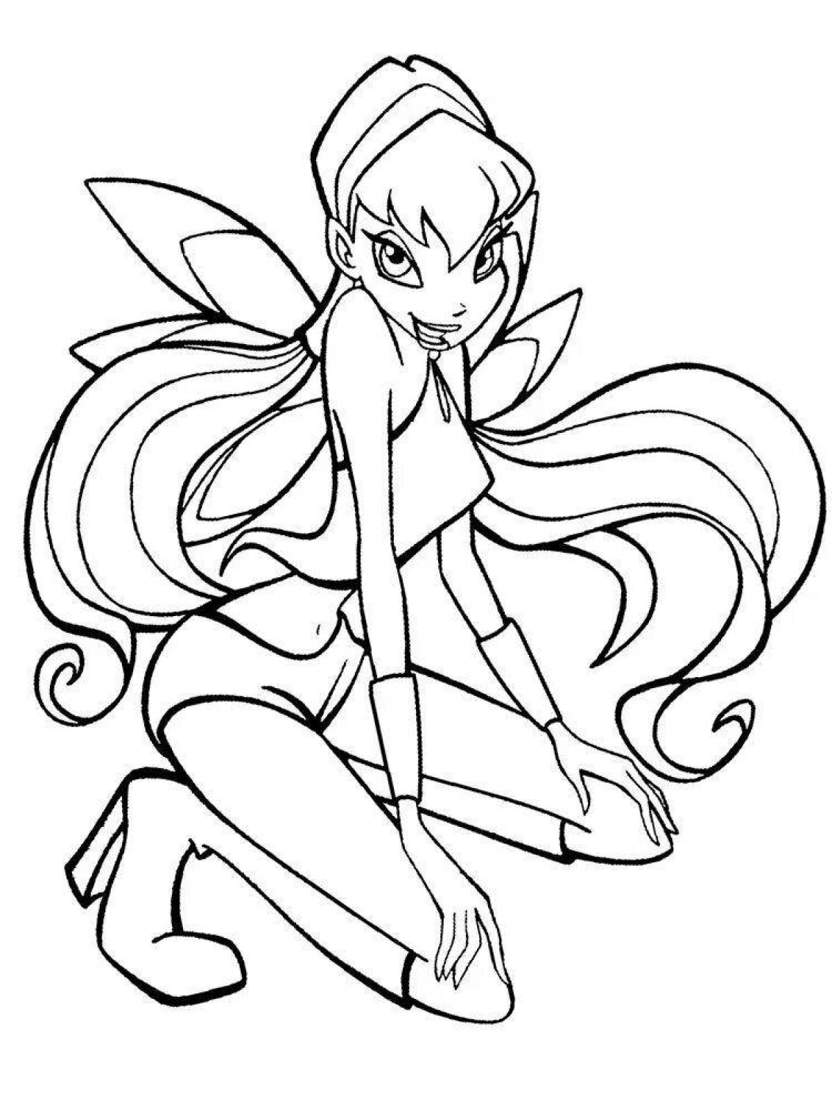 Glitter winx coloring pages for kids