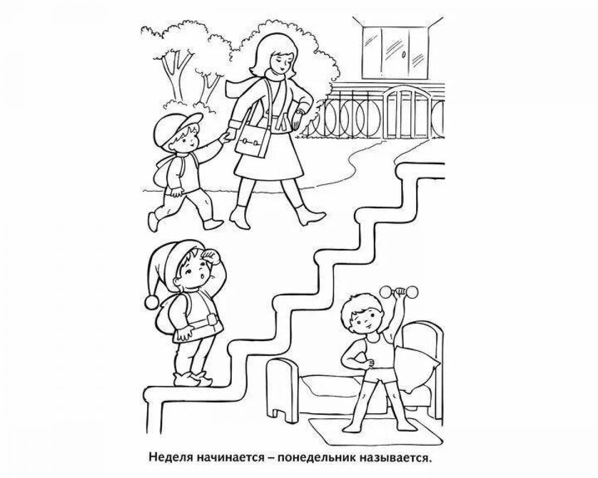 Creative days of the week coloring pages for preschoolers