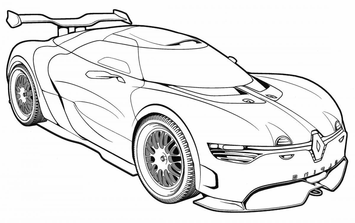Glitter racing car coloring pages for boys