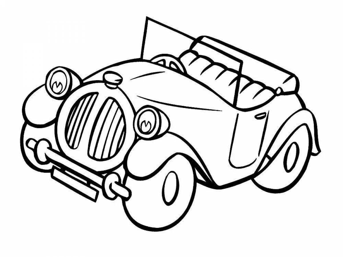 Coloring book shining car for kids