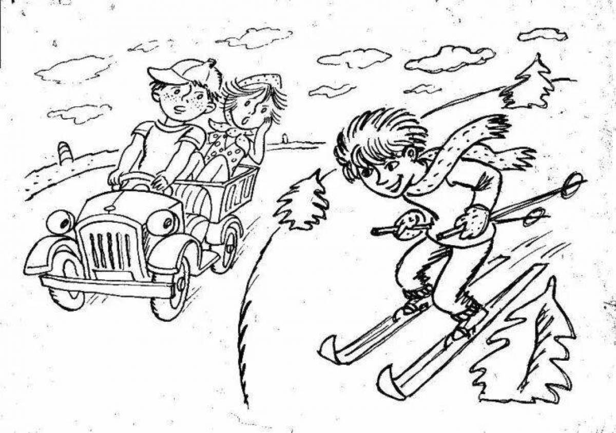 Winter safety fun coloring book