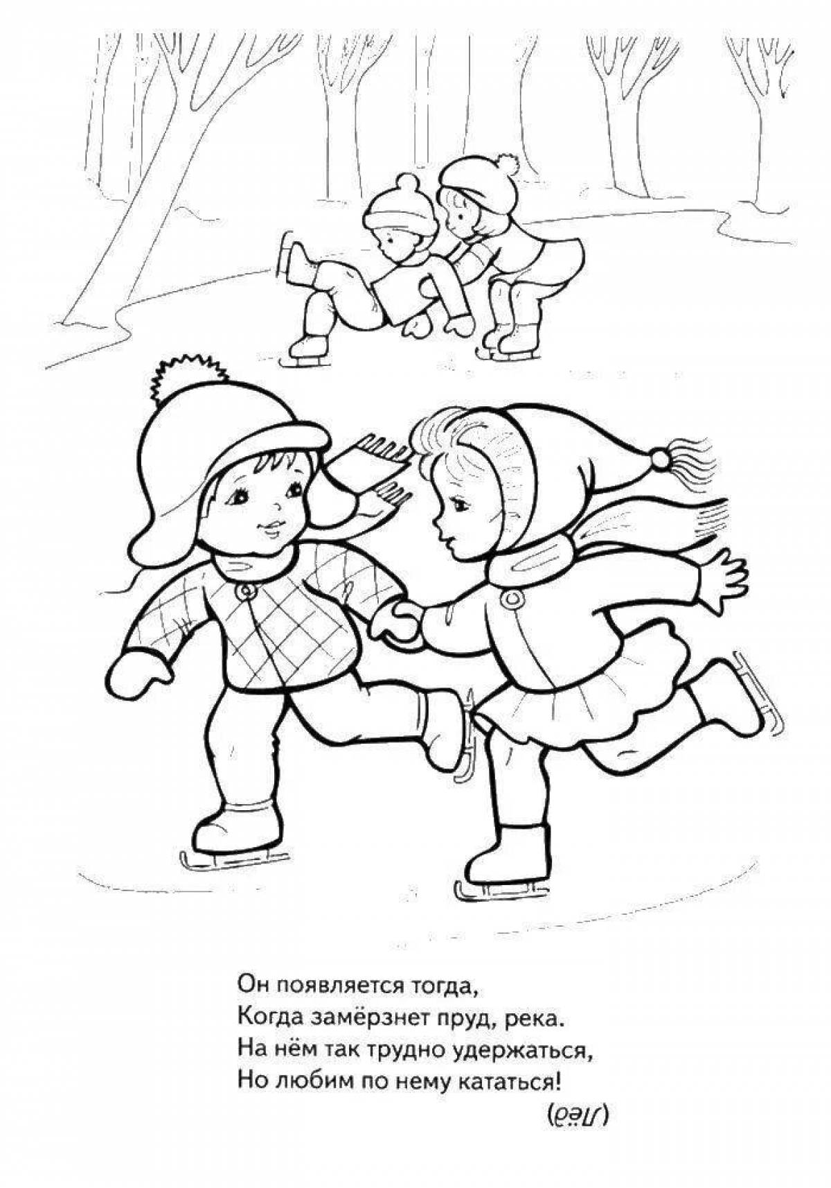 Tempting winter safety coloring page