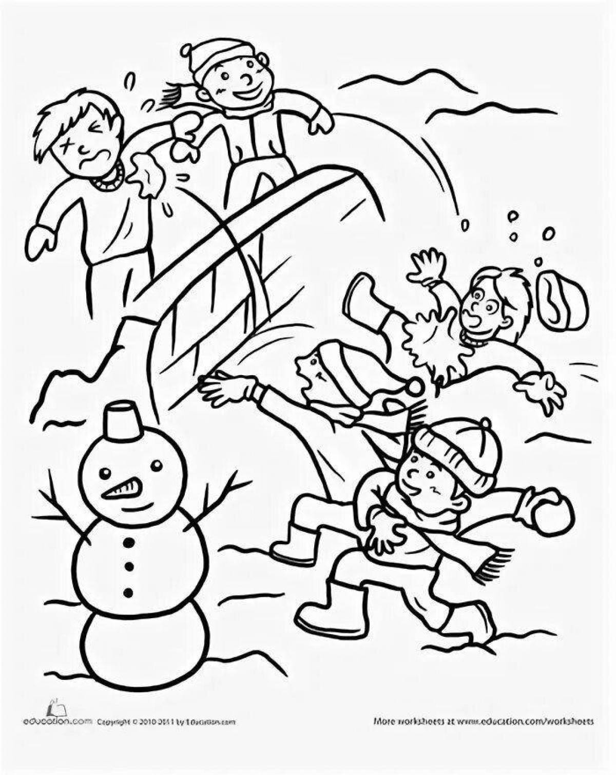 Inspirational winter safety coloring page