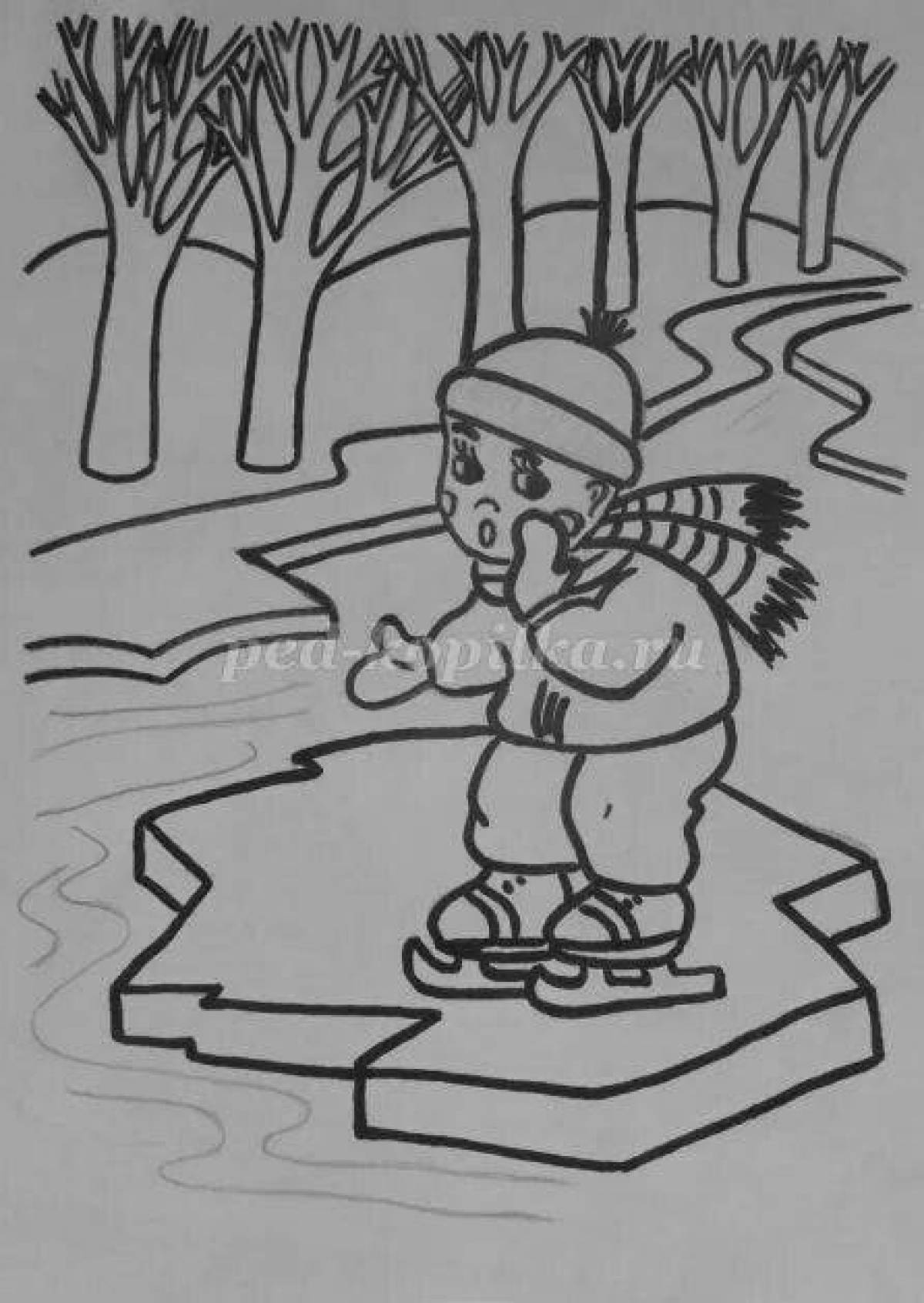 Invigorating winter safety coloring page