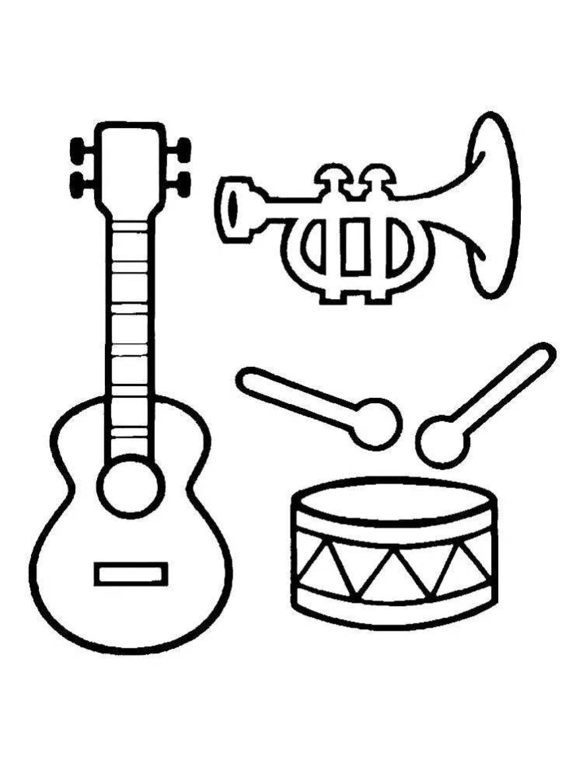 Раскраска очаровательные музыкальные инструменты для детей