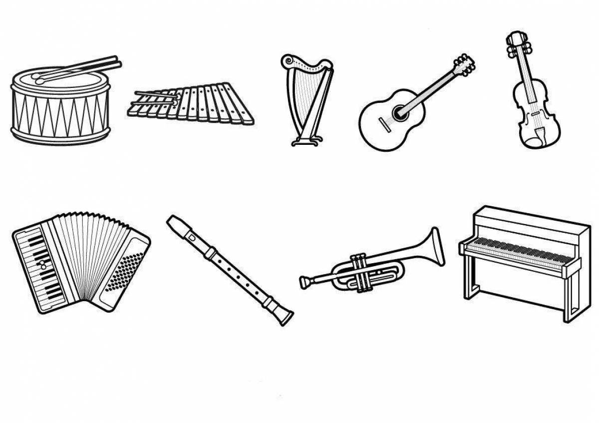 Раскраски известные музыкальные инструменты для детей