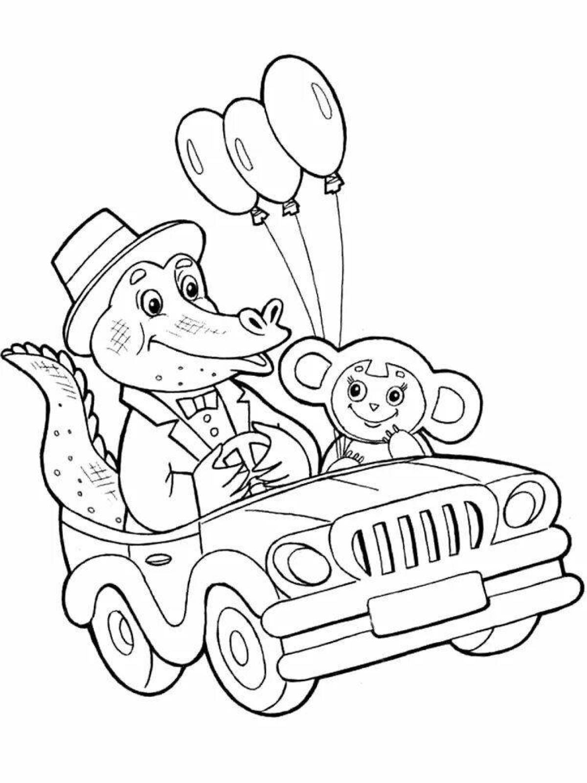 Fun coloring Cheburashka for children 5-6 years old