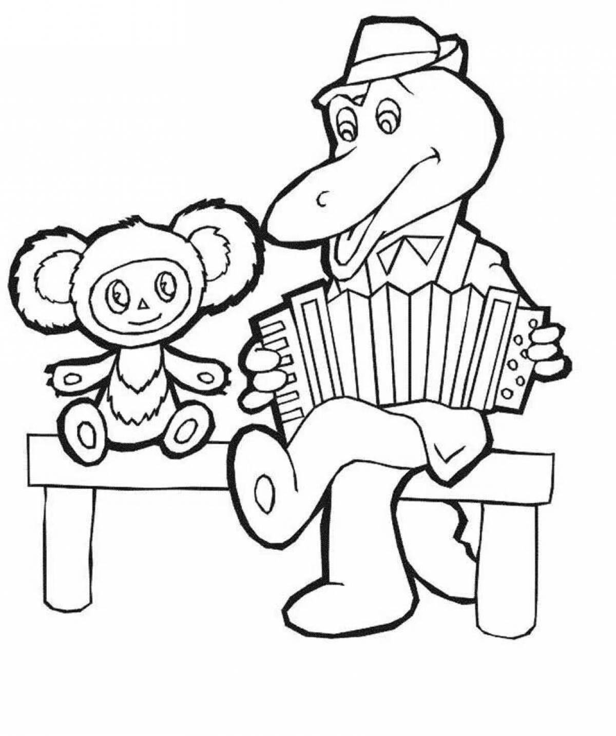 Colorful Cheburashka coloring book for children 5-6 years old