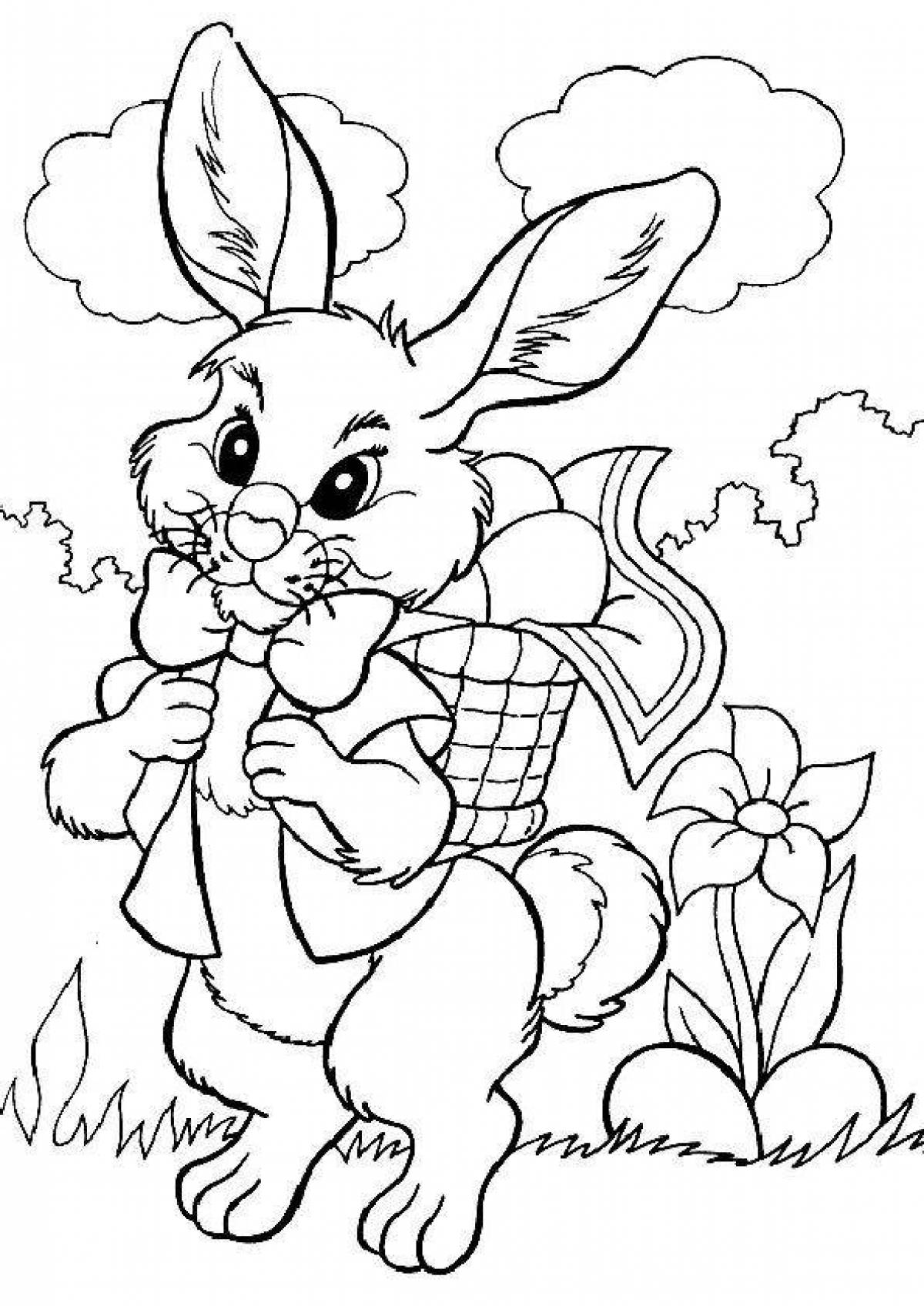 Coloring book happy hare for children 6-7 years old