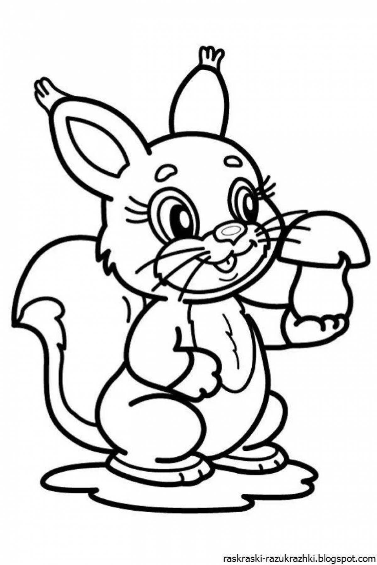 Coloring book cheerful hare for children 6-7 years old