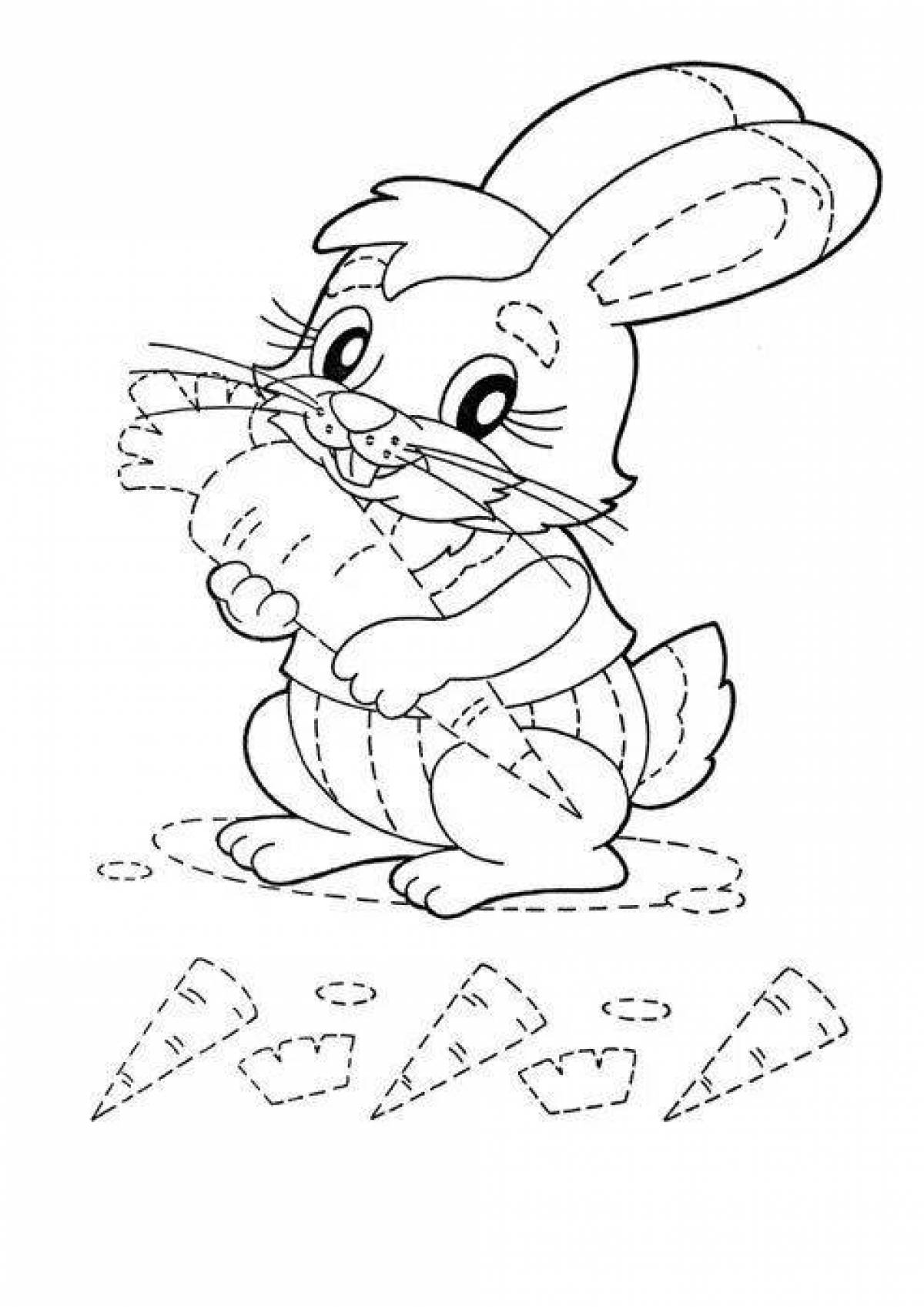 Coloring book cute rabbit for children 6-7 years old