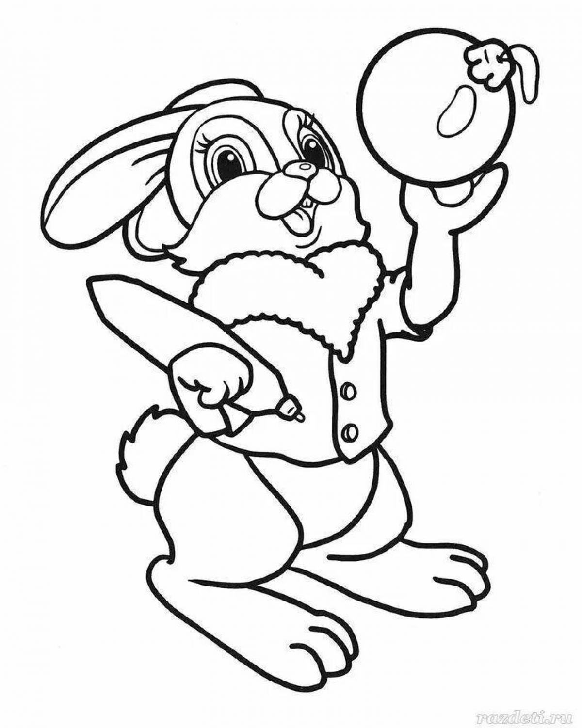 Coloring book cute hare for children 6-7 years old
