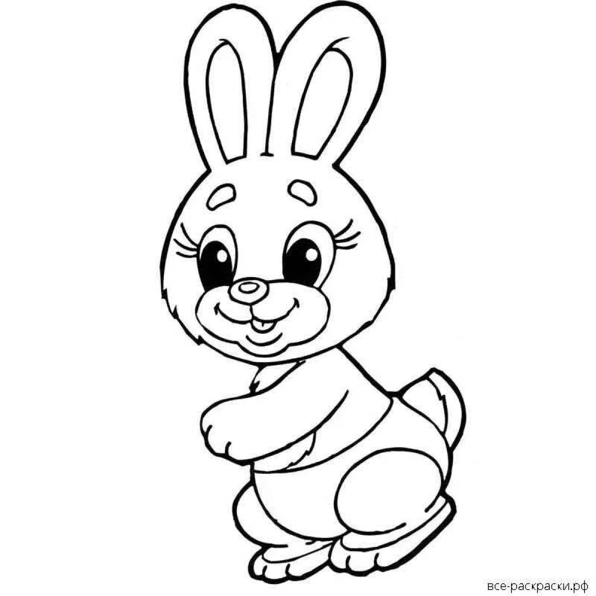 Stylish Bunny Coloring Page for 6-7 year olds