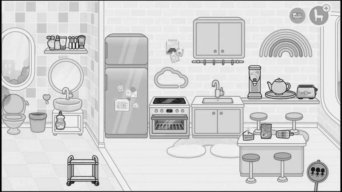 Toka side furniture coloring page animated