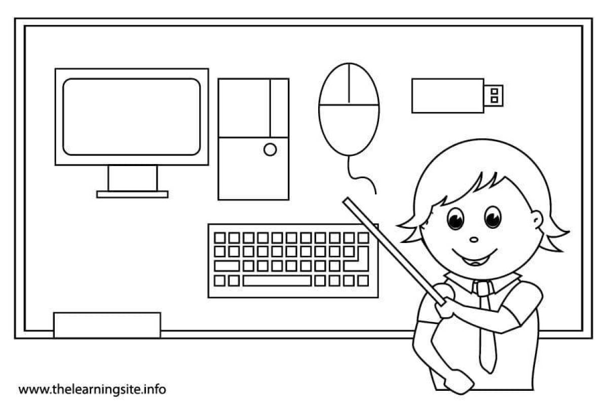 A funny computer mouse coloring pages for girls
