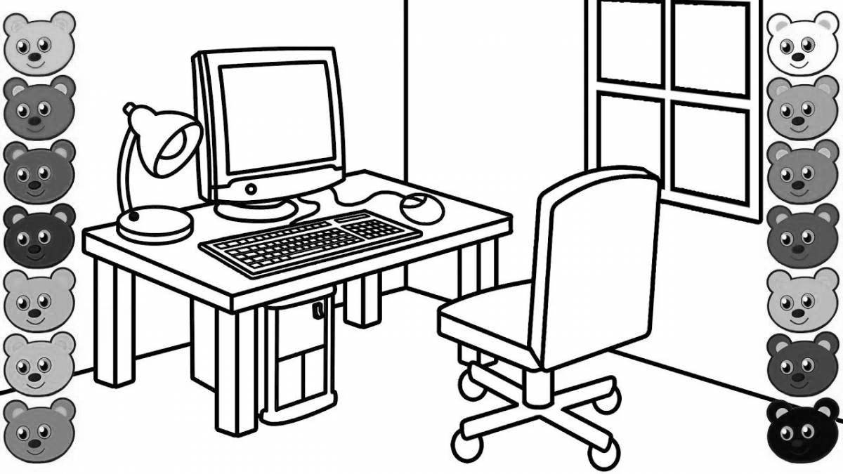 Playful computer mouse coloring pages for girls