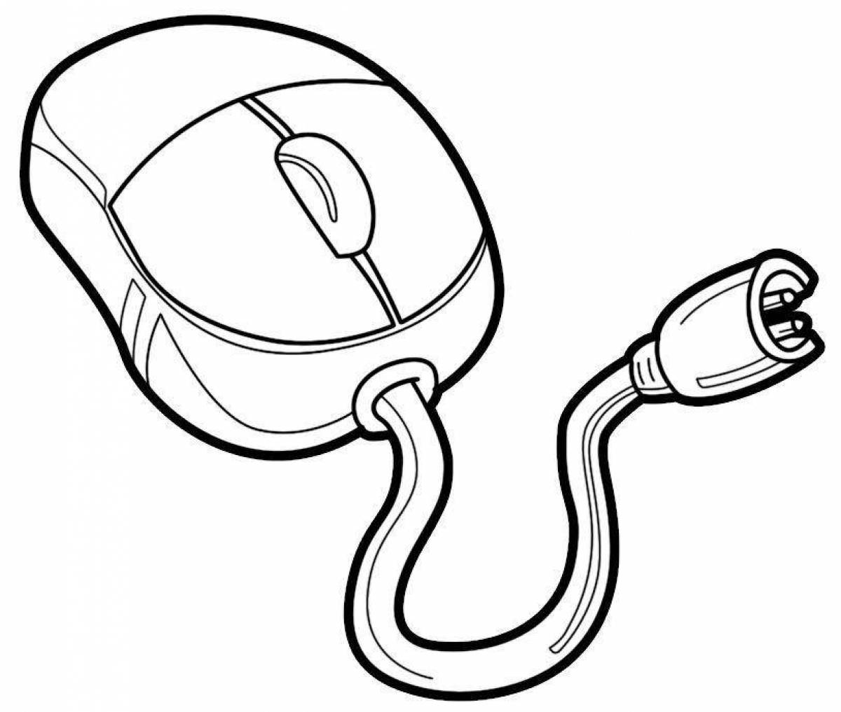 Blooming computer mouse coloring page for girls