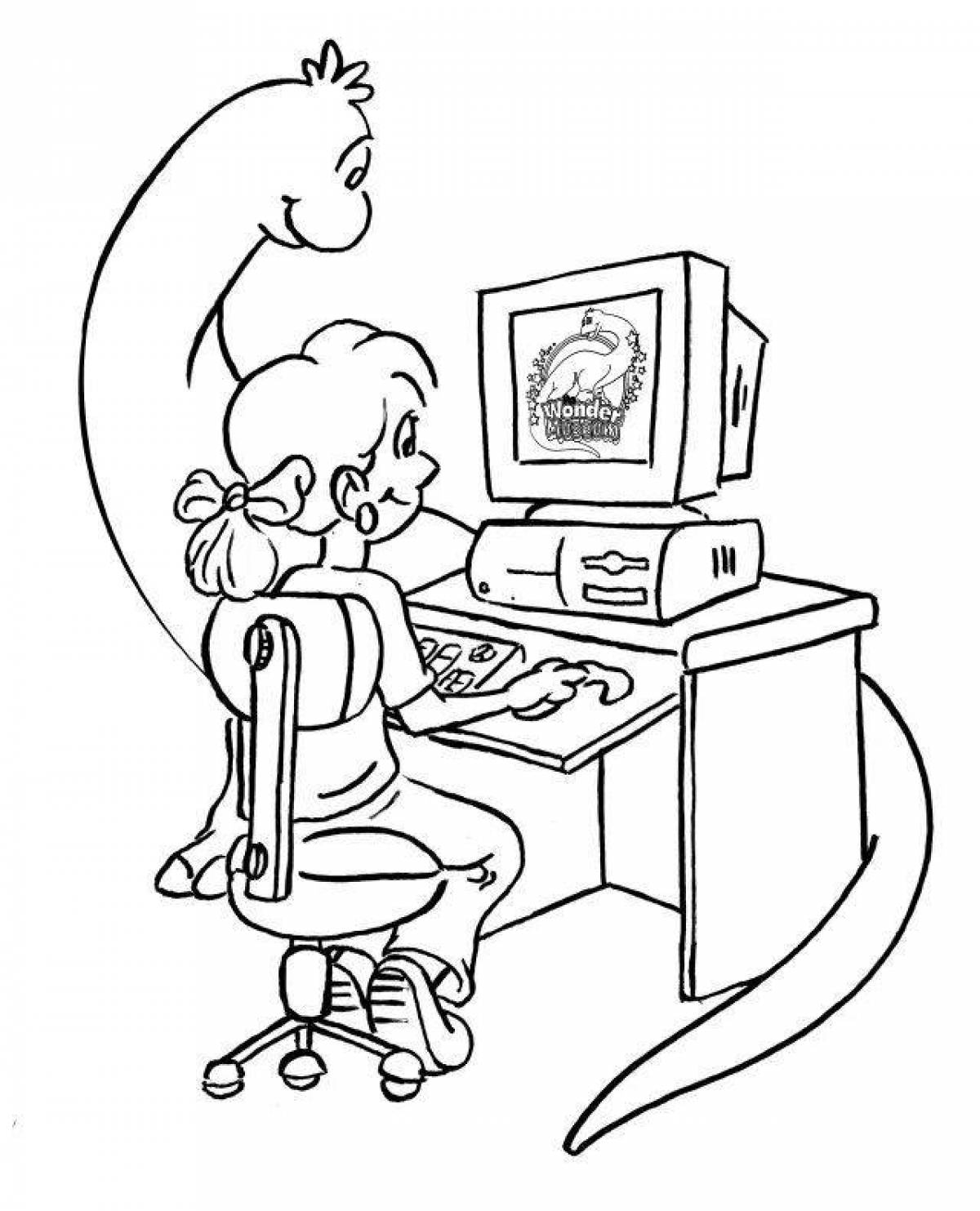 Изящная компьютерная мышь раскраски для девочек