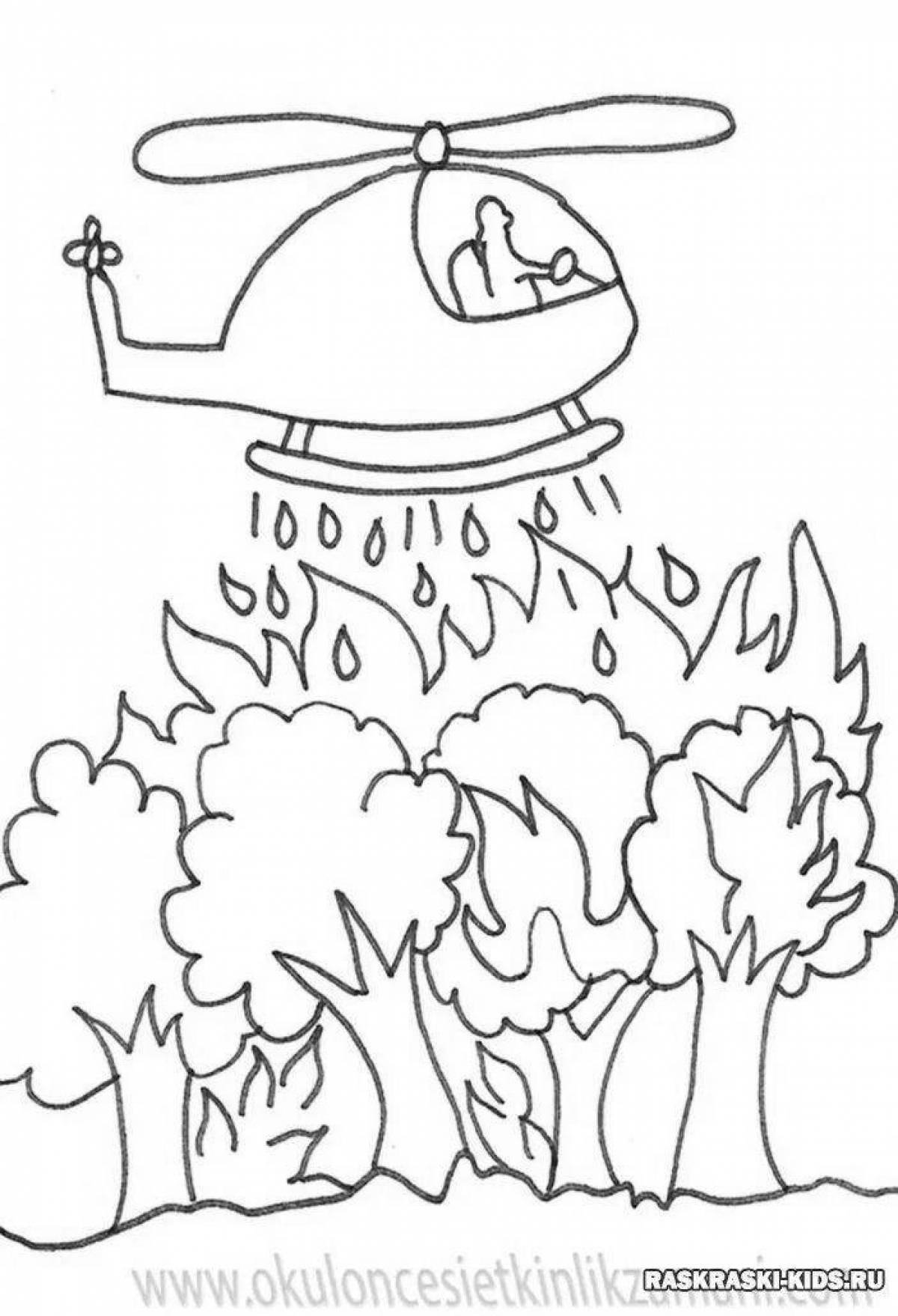 Colorful fire safety coloring pages for 4-5 year olds
