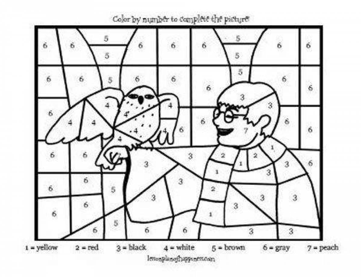 Harry potter fun coloring by numbers