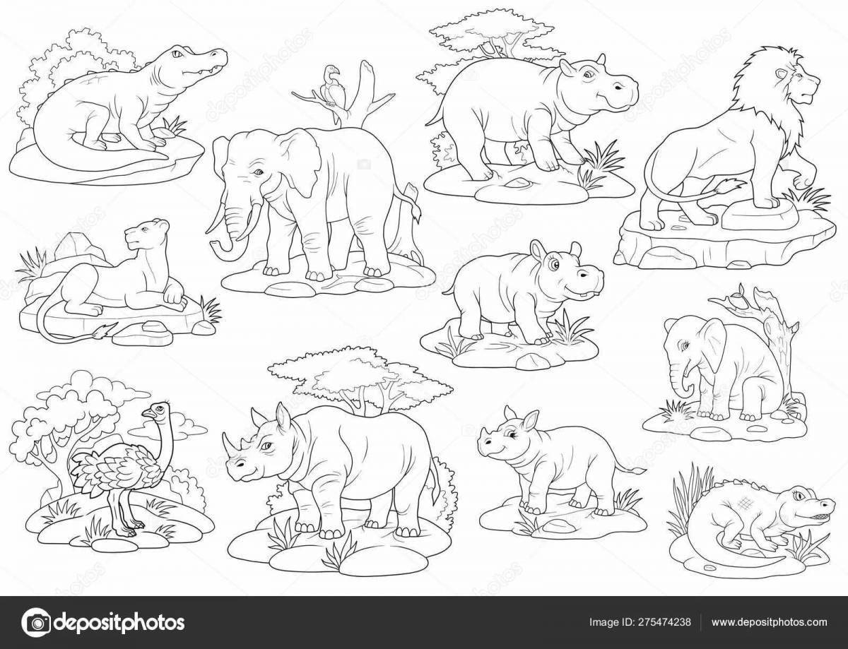 Креативная раскраска диких животных для детей 5-6 лет