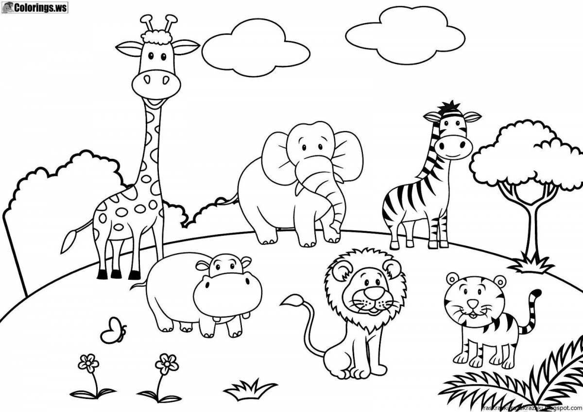 Замечательная раскраска диких животных для детей 5-6 лет
