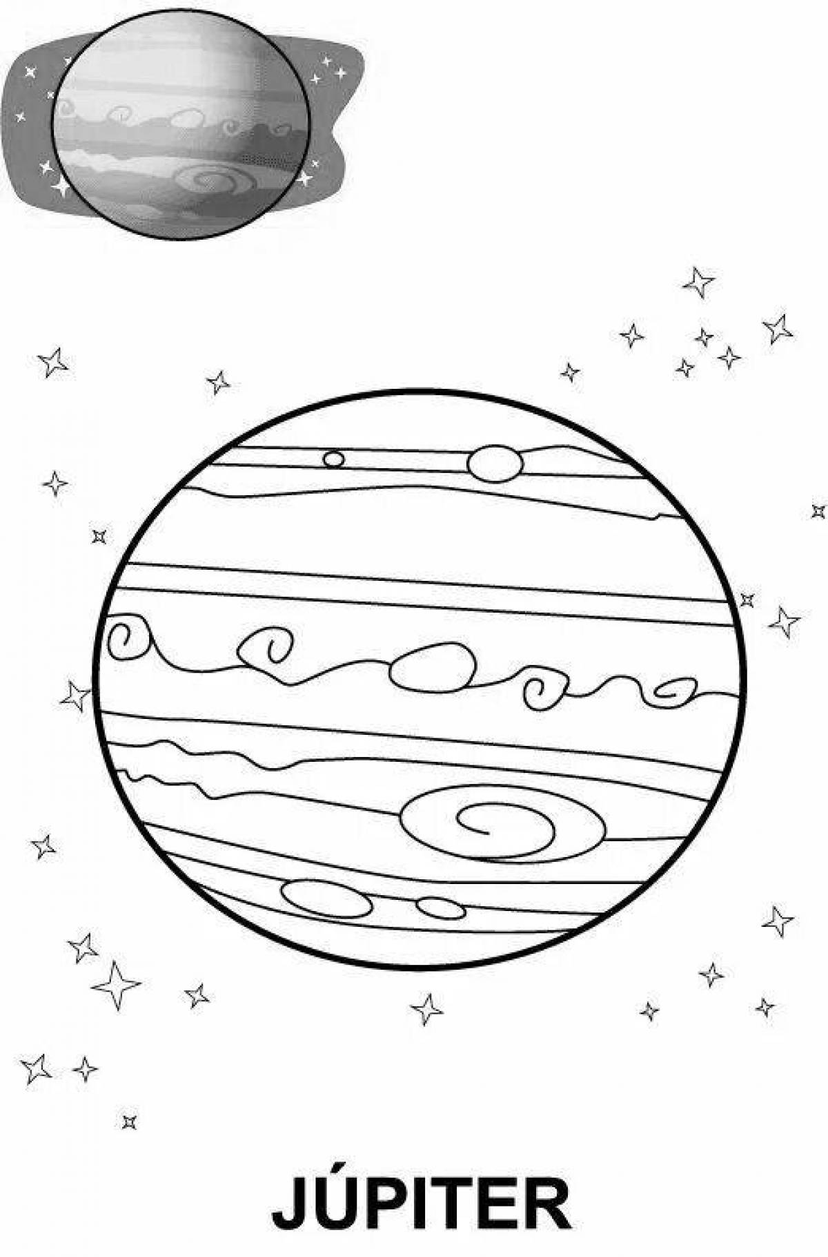 Colorfully stylized Jupiter coloring book