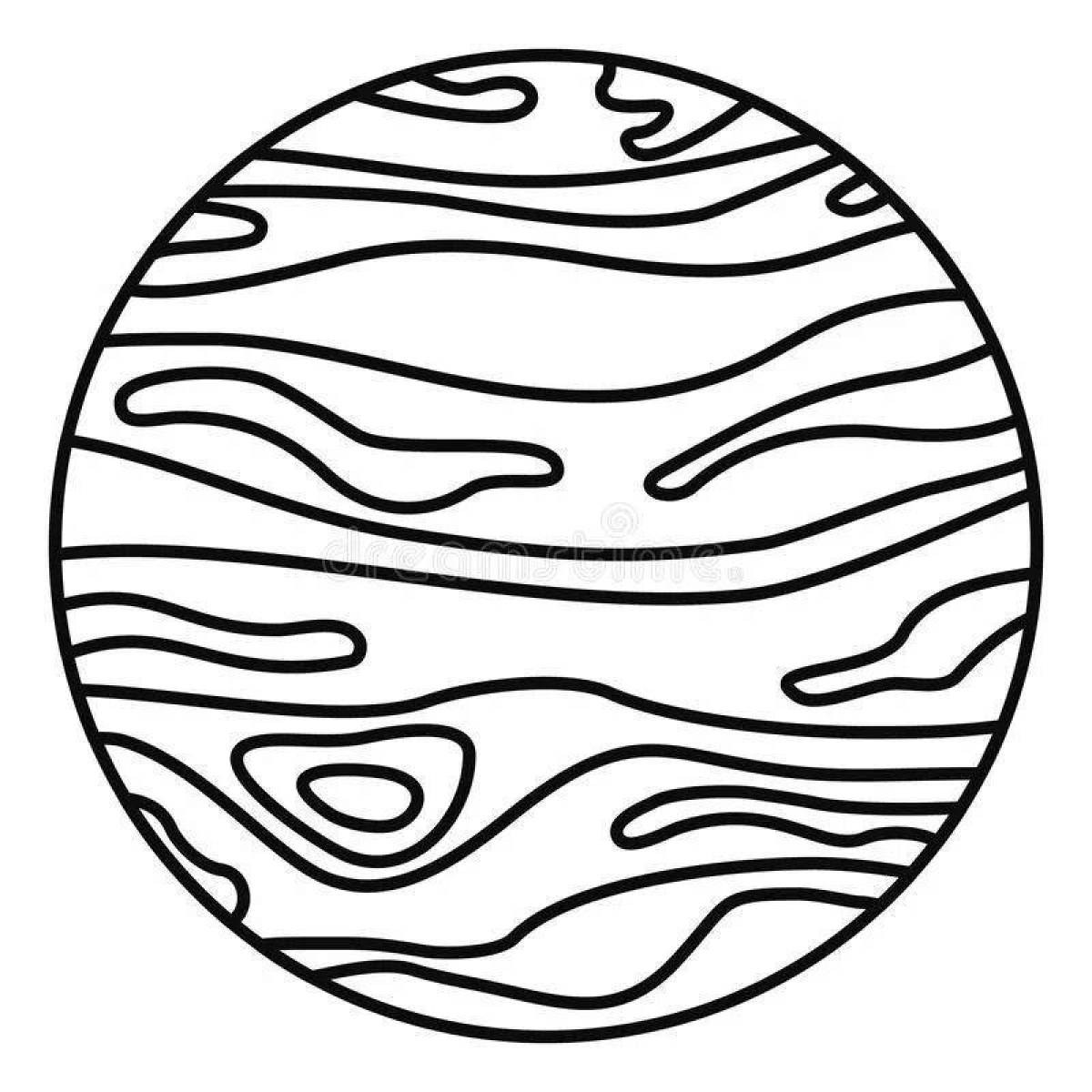 Jupiter coloring page with colorful engraving