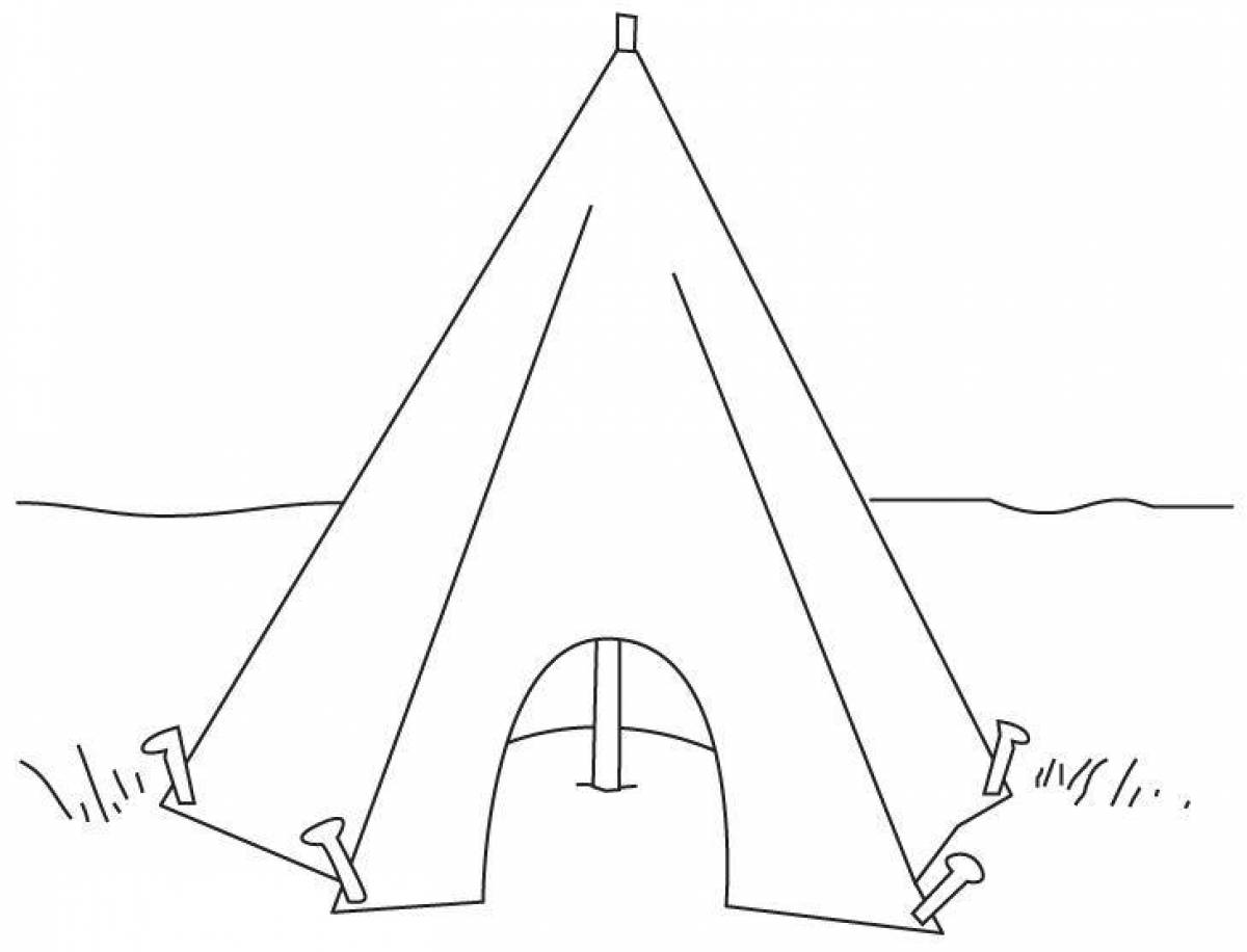 Animated tent coloring page
