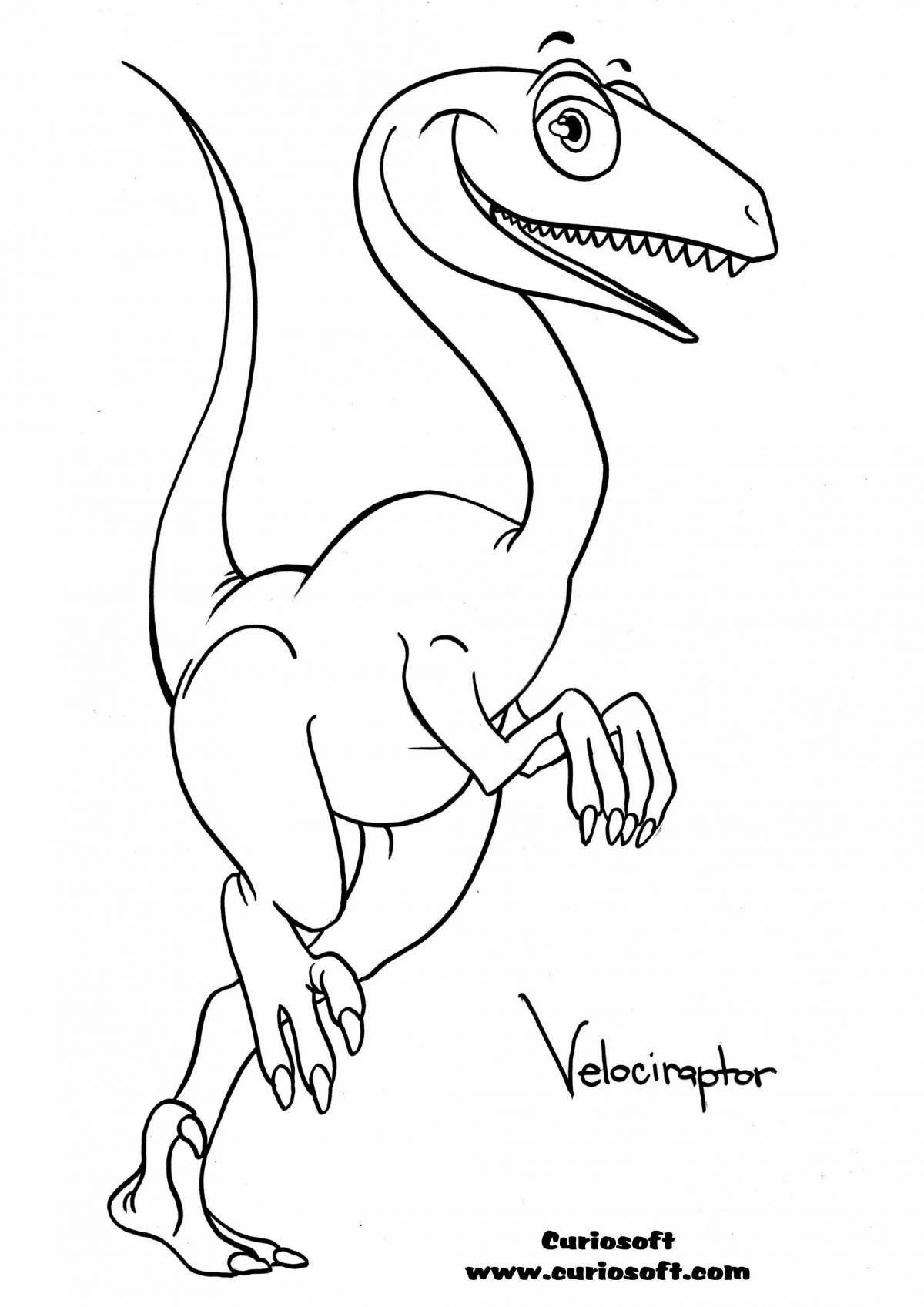 Radiant coloring page velociraptor blue