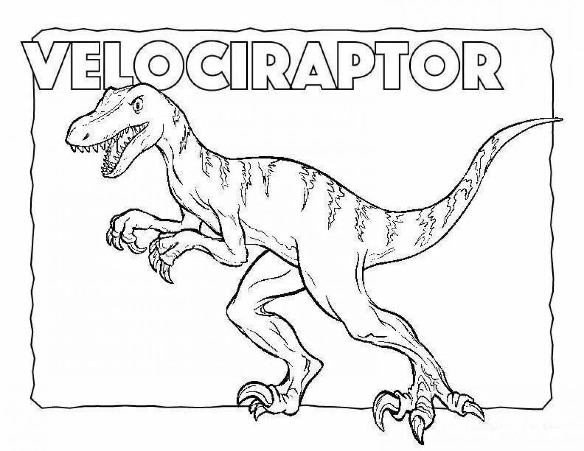 Great velociraptor blue coloring page