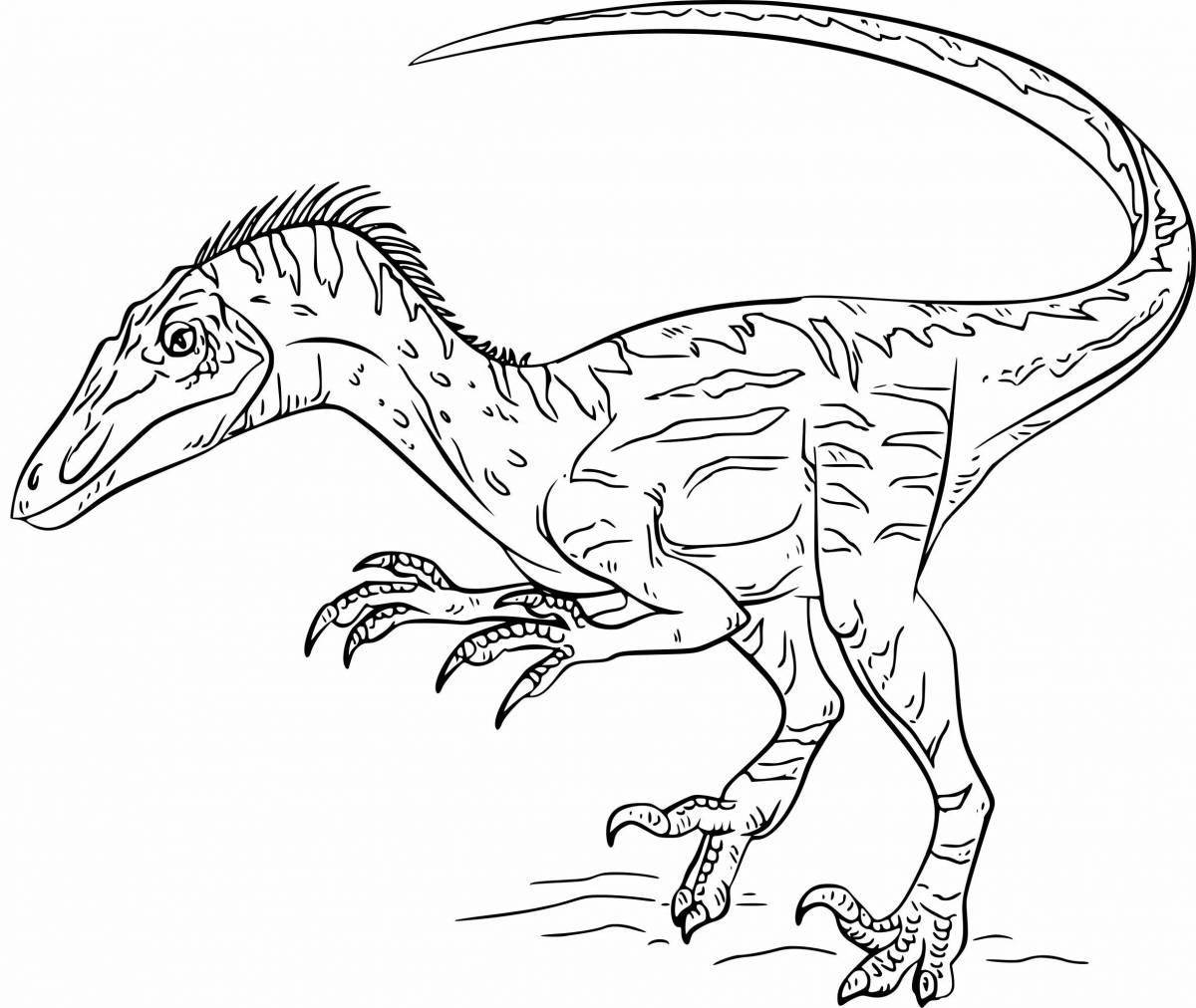 Richly colored velociraptor blue coloring page