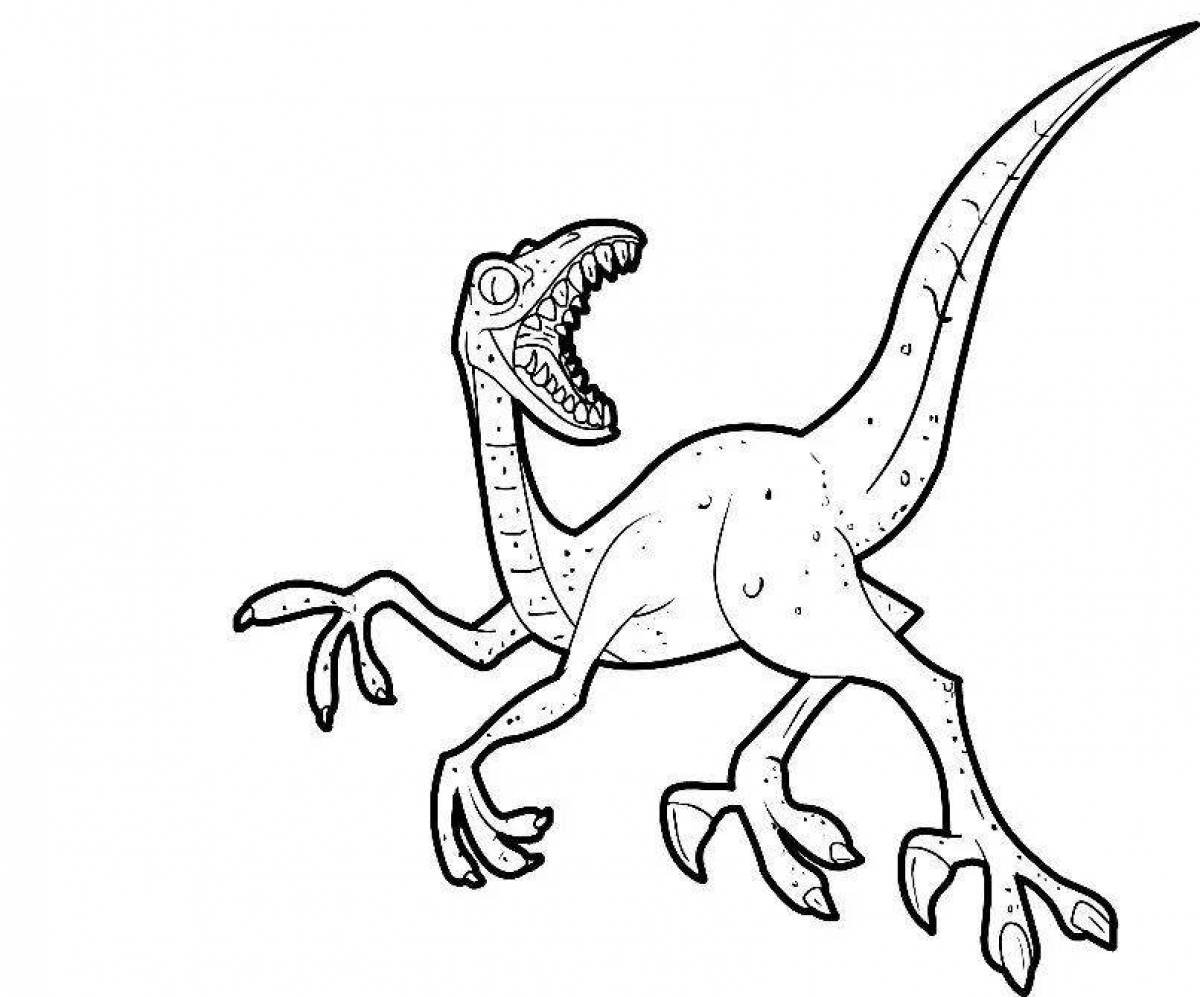 Velociraptor blue brightly colored coloring page