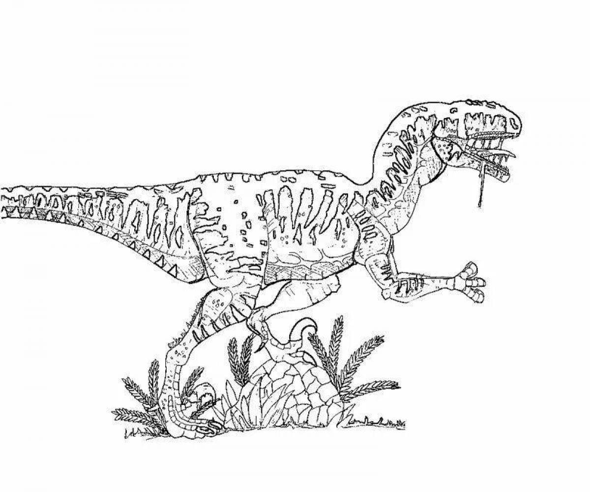 Greatly colored velociraptor blue coloring page