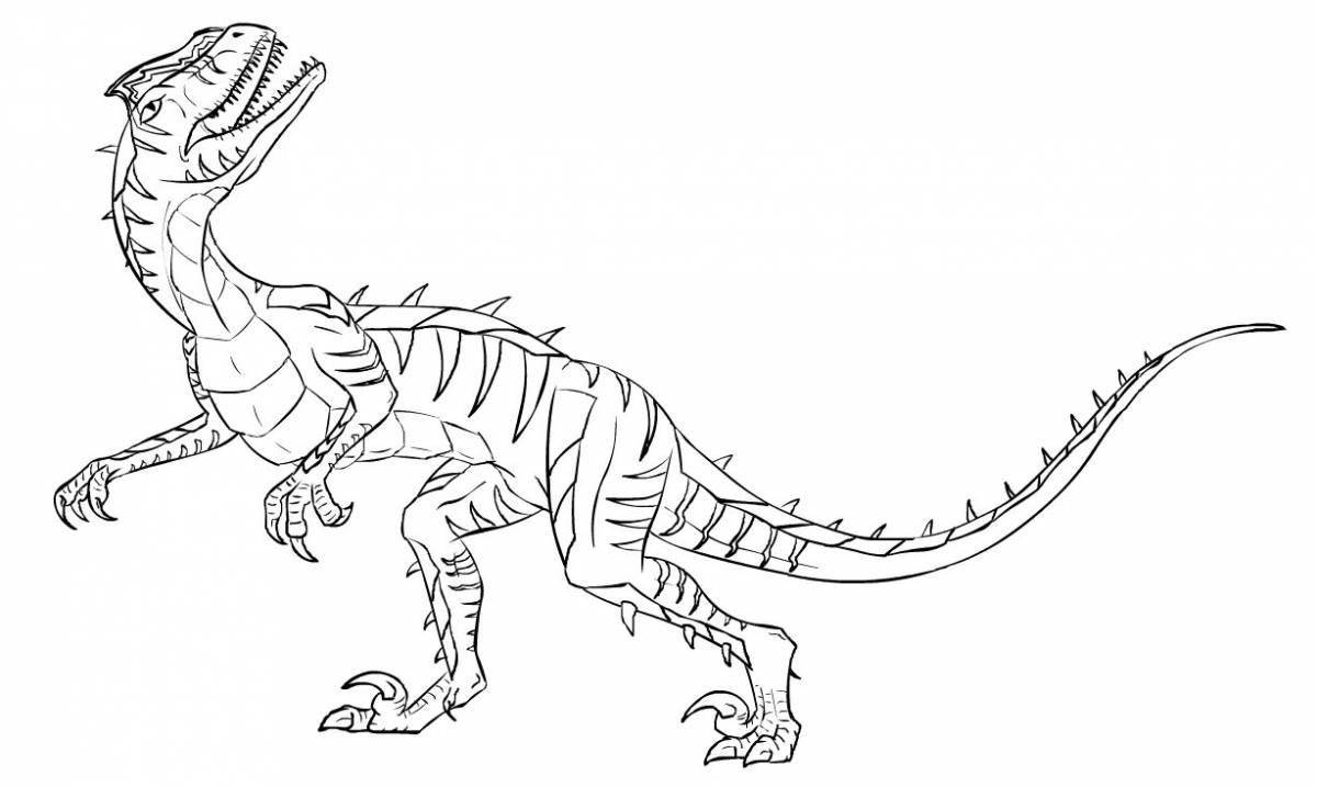 Brightly colored velociraptor blue coloring page