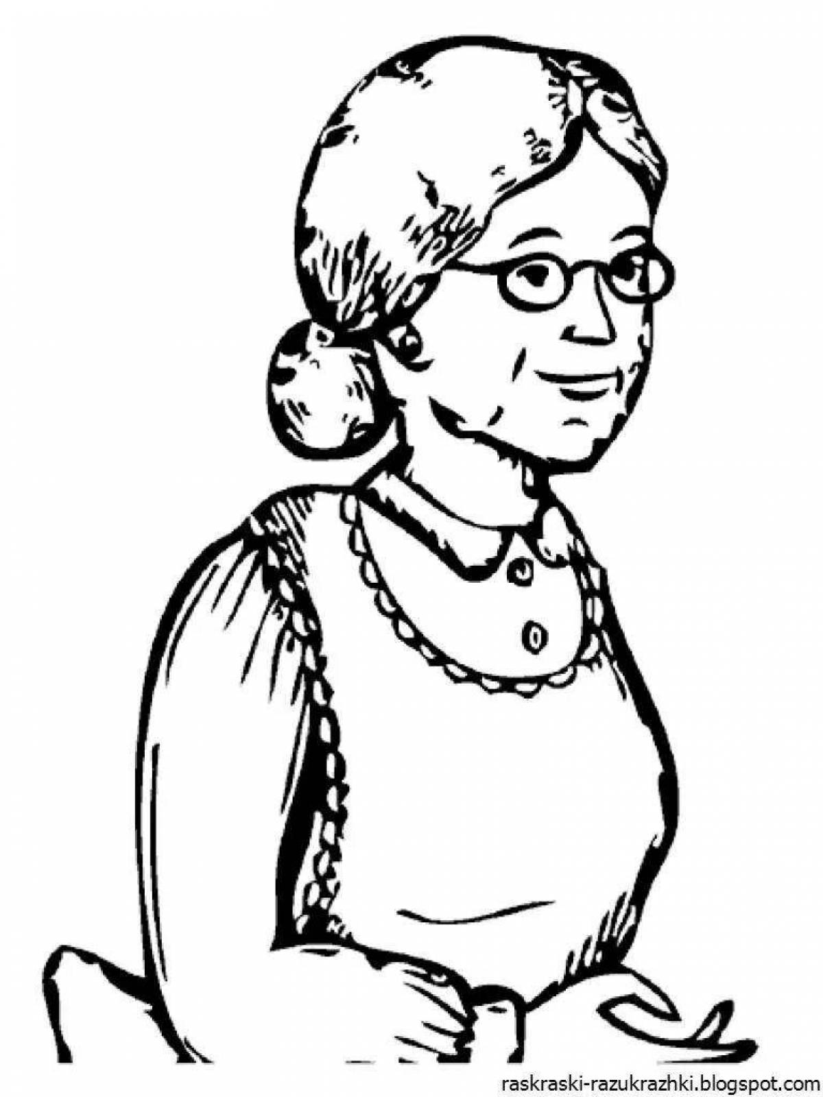 Playful grandmother coloring page