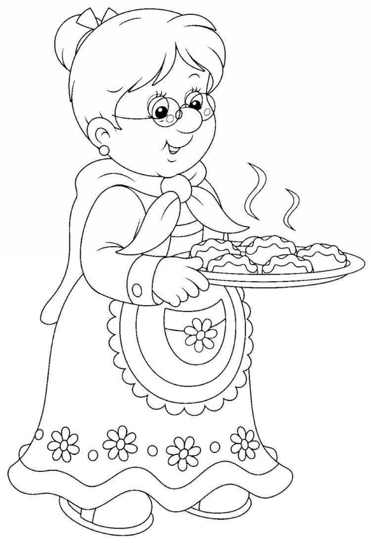 Coloring page graceful grandmother