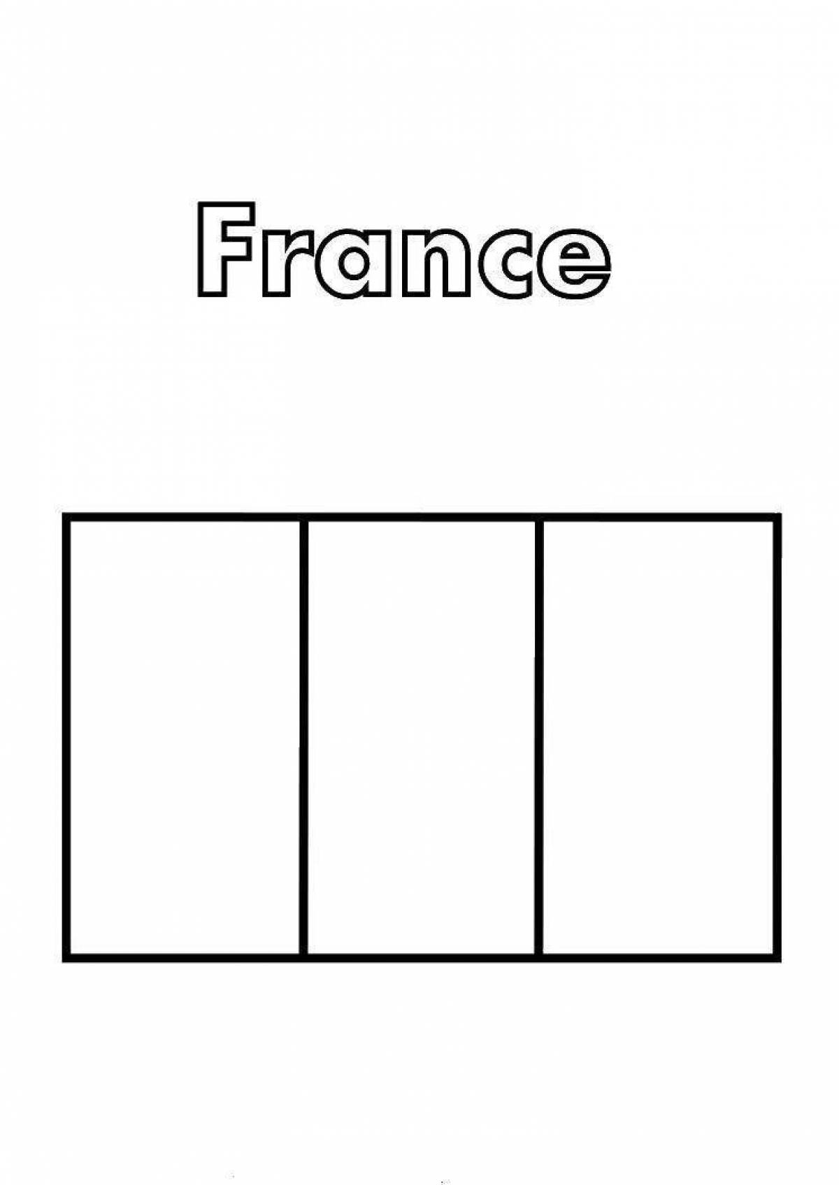Цветная страница раскраски с флагом франции